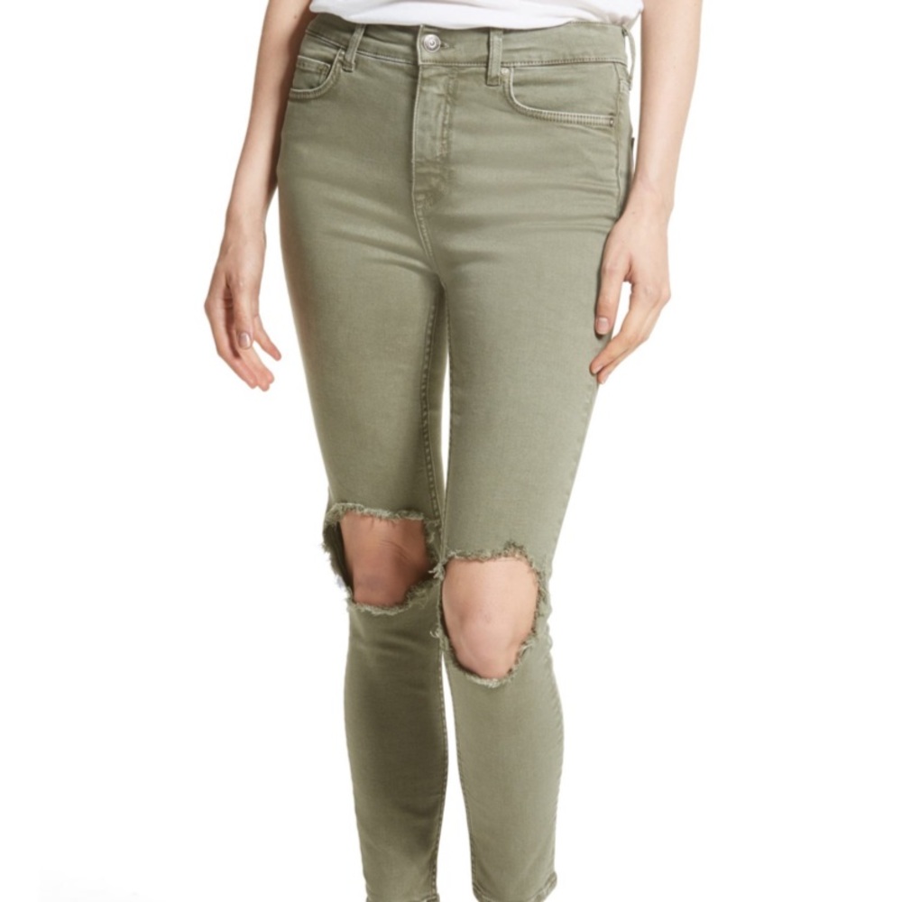 Free people busted knee ankle denim